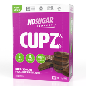 No Sugar Company Cupz in Dark Chocolate Fudge Brownie. Keto Verified and 0 grams of Sugar.
