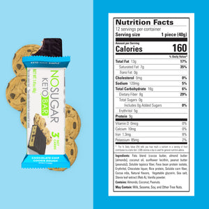 No Sugar Keto Bar Chocolate Chip Cookie Dough - 12 Bars