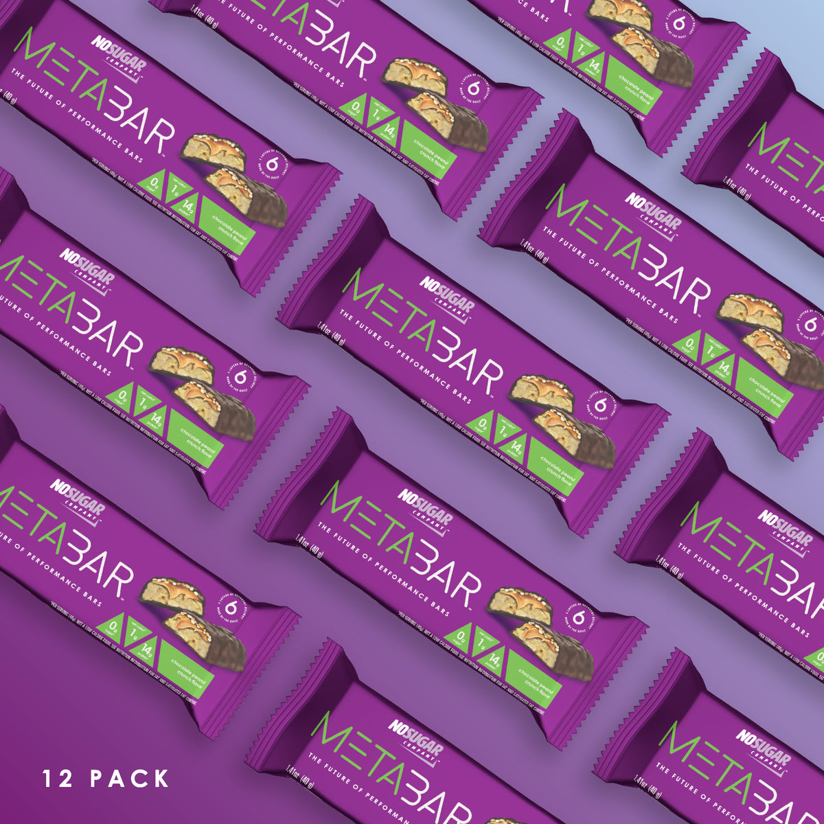 No Sugar METABAR Chocolate Peanut Crunch - 12 bars, 40g (1.41oz) per Bar