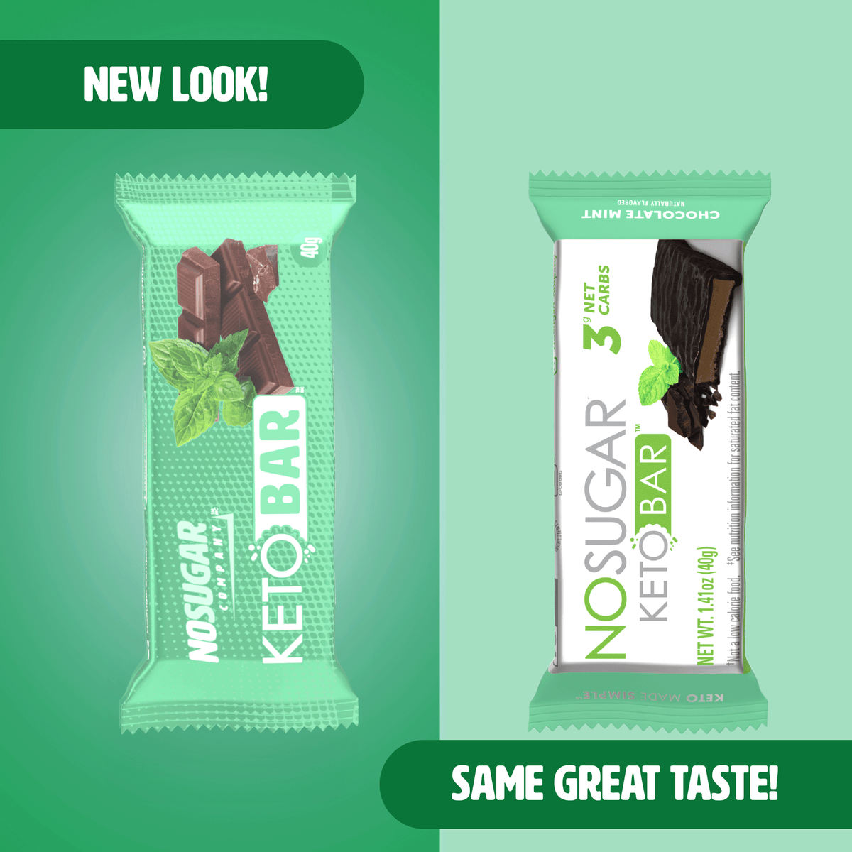 No Sugar Bar Chocolate Mint 12ct (New Look!)