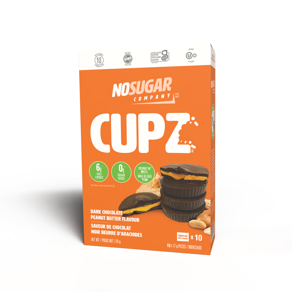 No Sugar Keto Cup Dark Chocolate Peanut Butter Flavor - 10 Pack