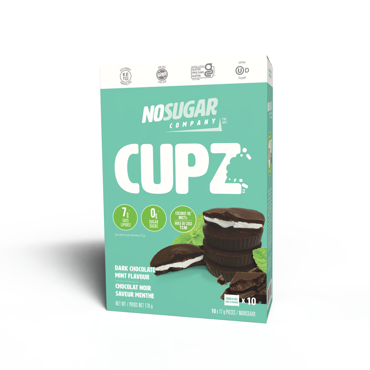 No Sugar Keto Cupz Dark Chocolate Mint - 10 Pack