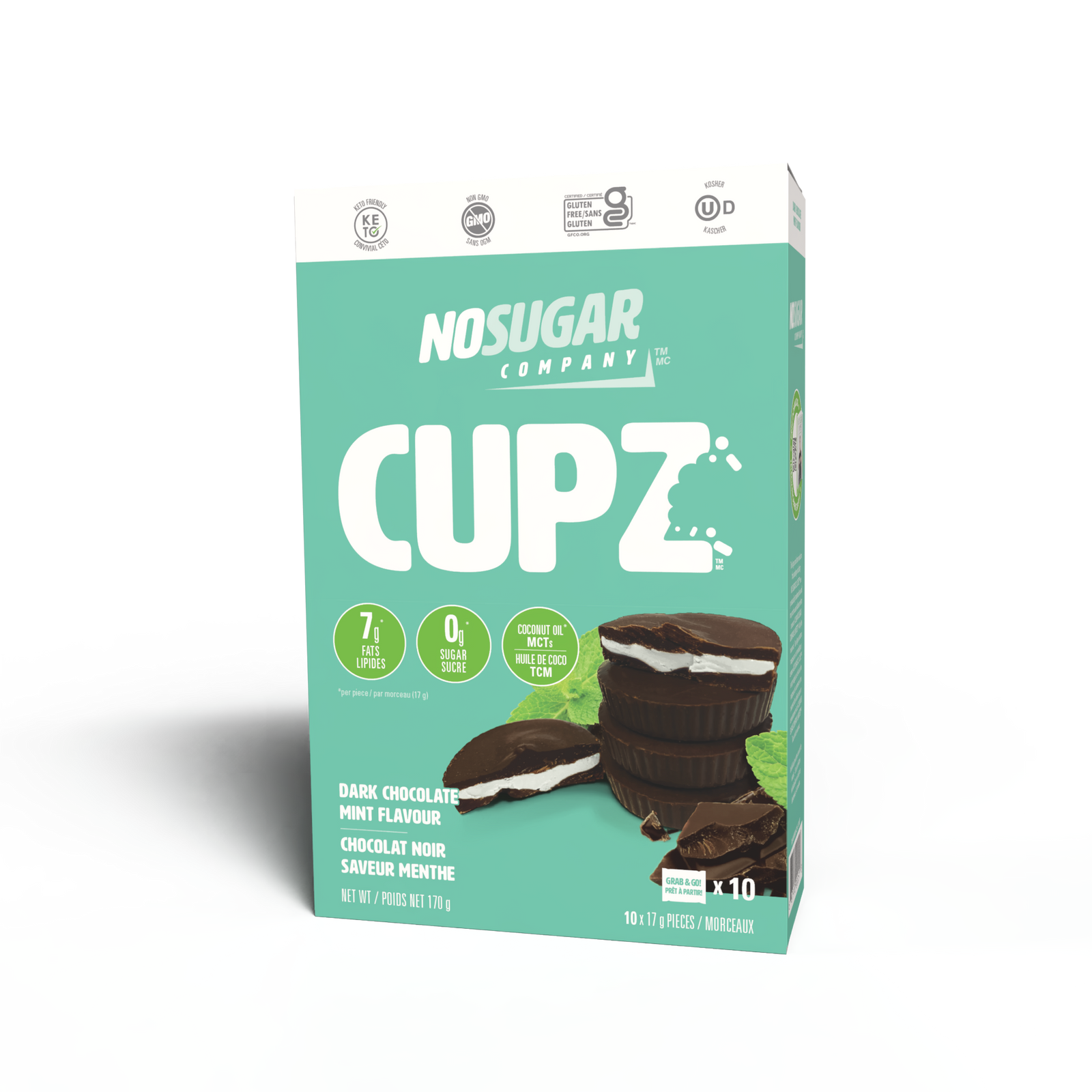 No Sugar Keto Cupz Dark Chocolate Mint - 10 Pack
