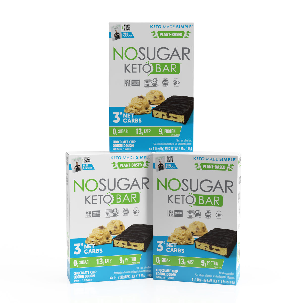 No Sugar Keto Bar Chocolate Chip Cookie Dough - 12 Bars (3 x4ct)
