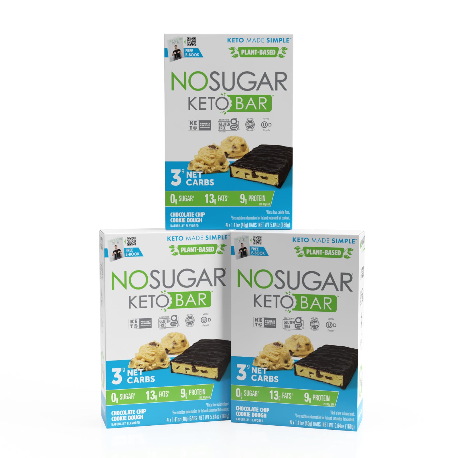 No Sugar Keto Bar Chocolate Chip Cookie Dough - 12 Bars (3 x4ct)