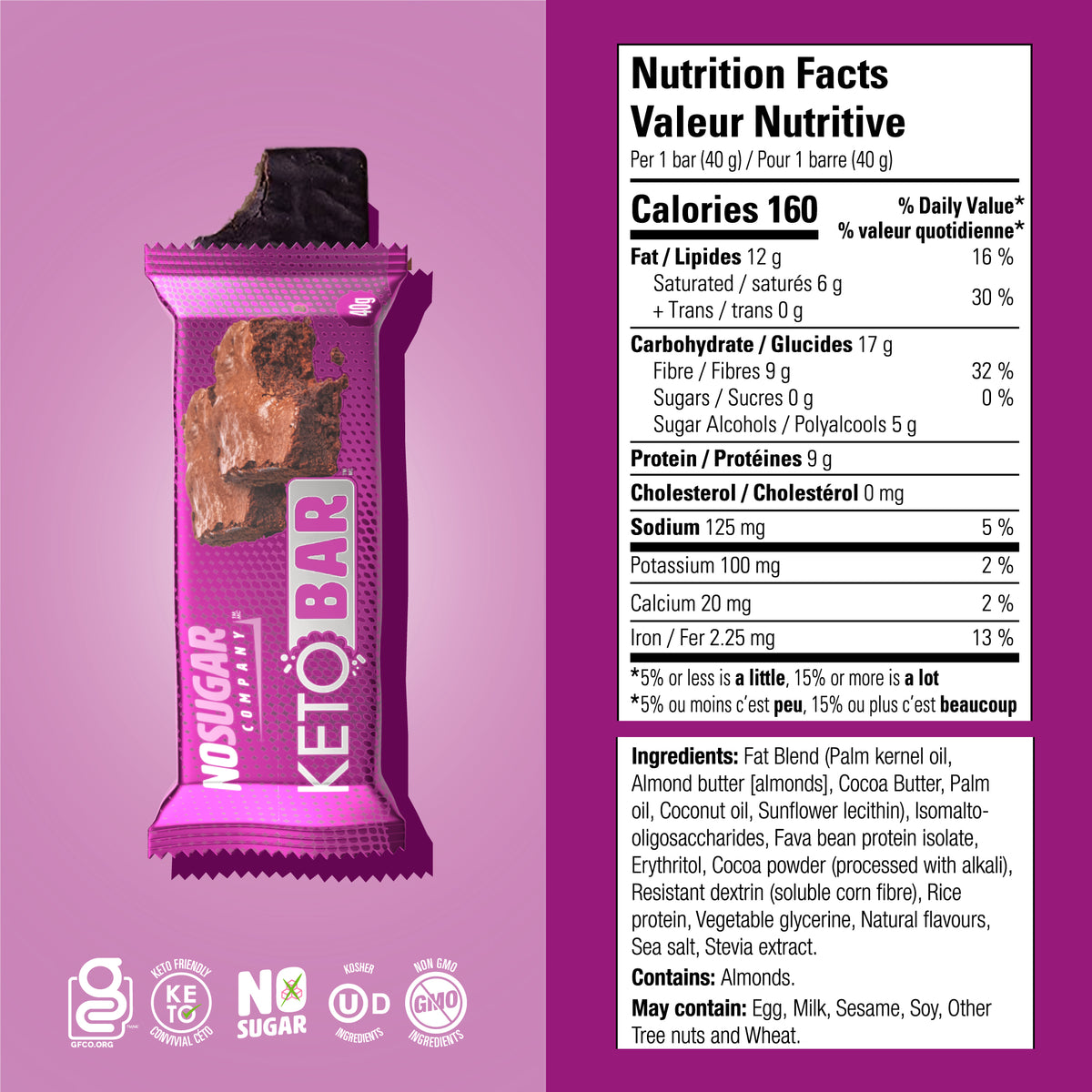 No Sugar Bar Chocolate Fudge Brownie 12ct US (New Look!)