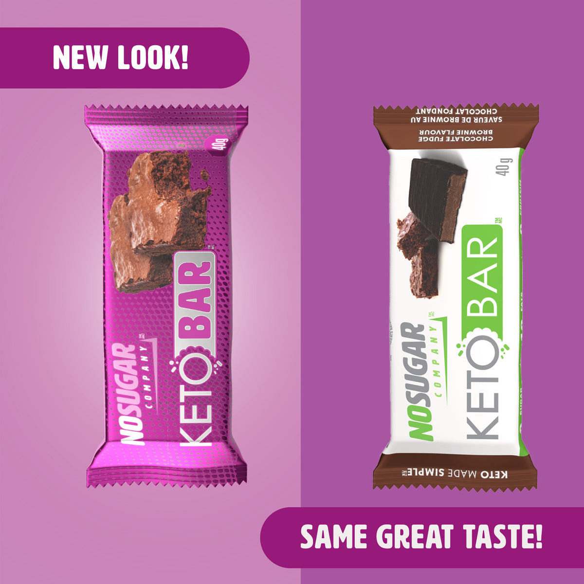 No Sugar Bar Chocolate Fudge Brownie 12ct US (New Look!)