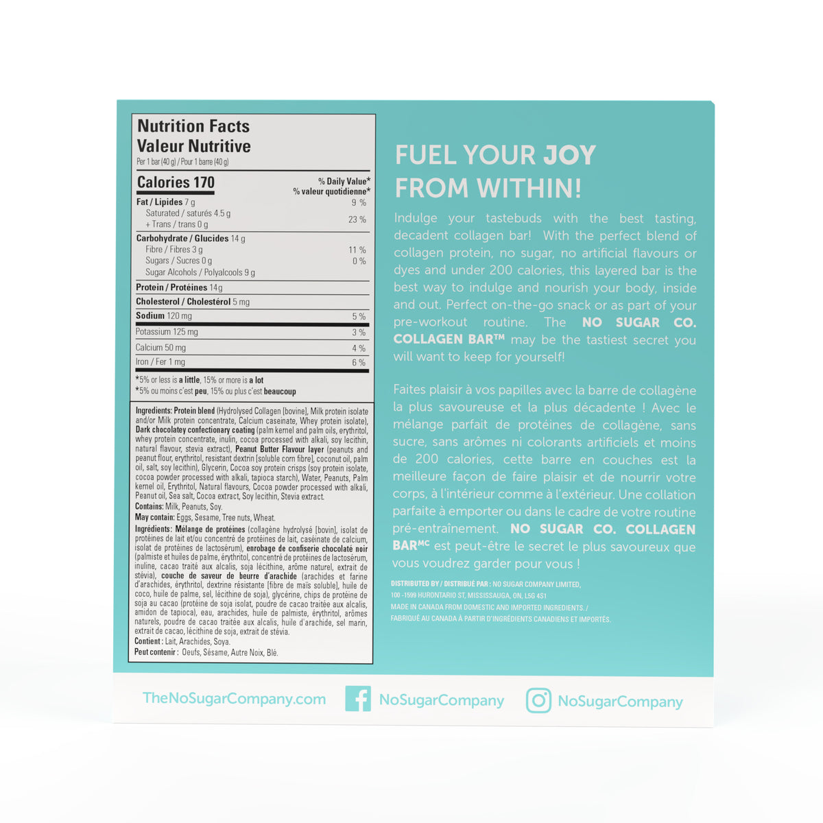 JOYBAR Collagen Bar - Chocolate Peanut Butter Flavour - 12 Bars, 40g (1.41oz) per Bar