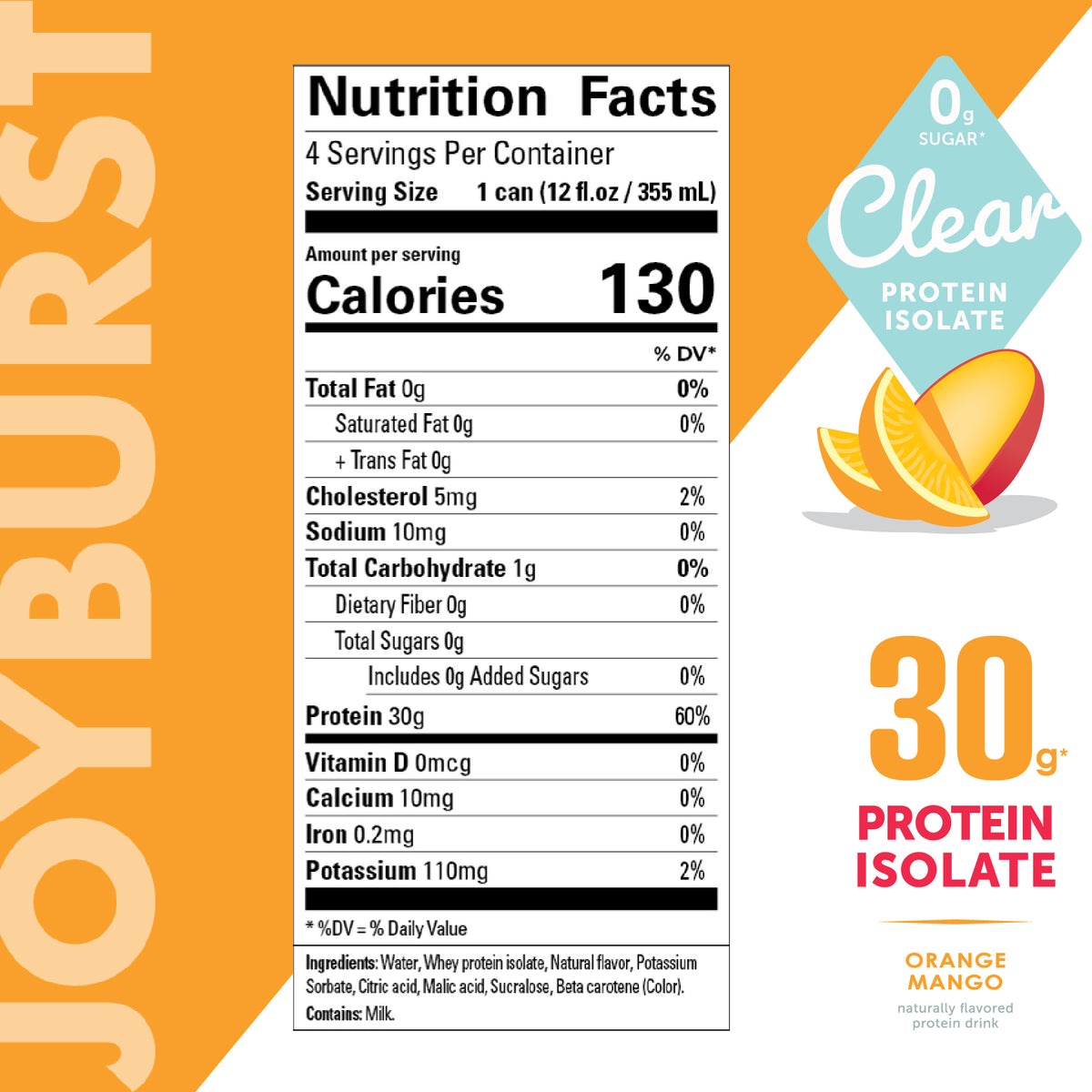 Joyburst Clear Protein - Orange Mango Flavor - 4ct