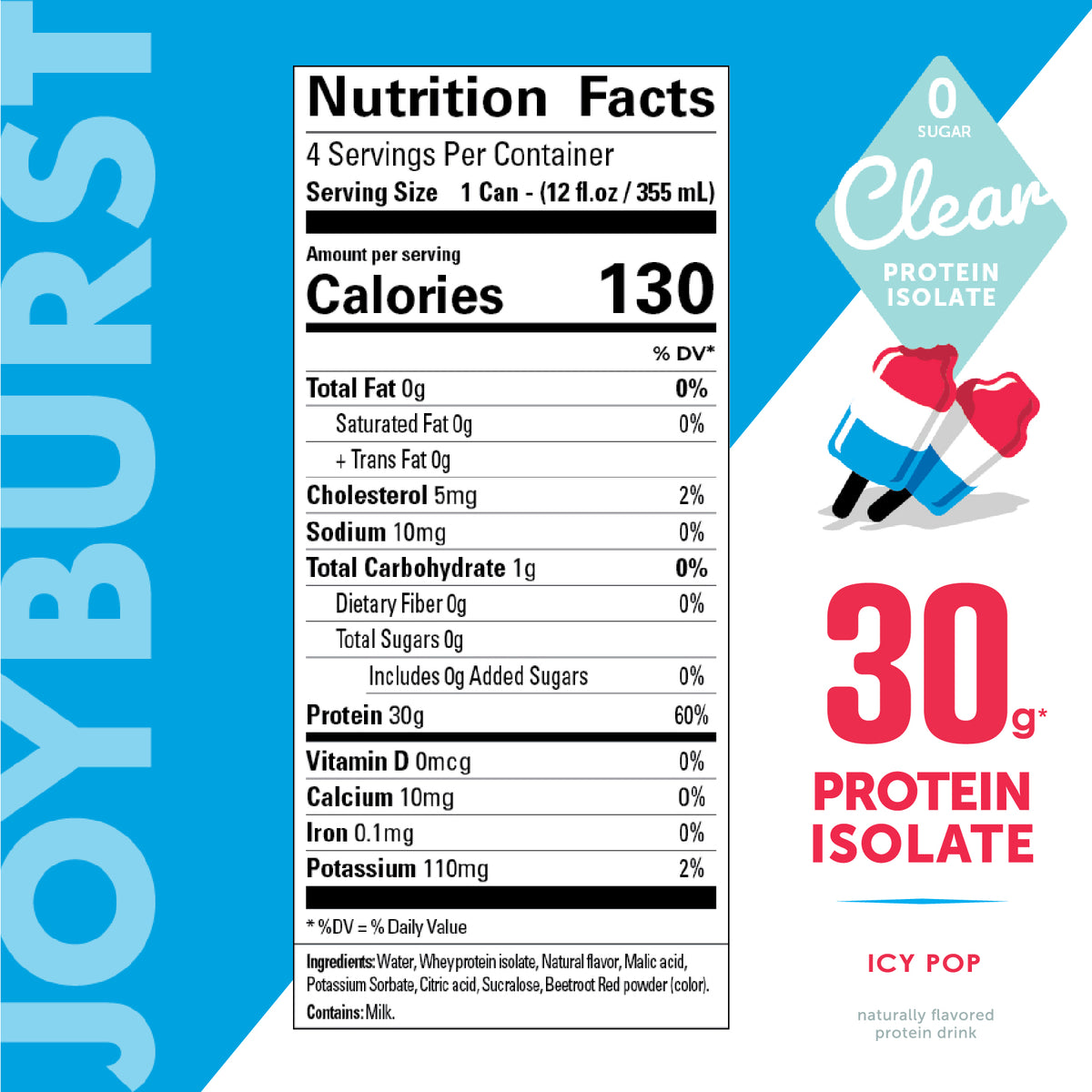Joyburst Clear Protein - Icy Pop Flavor - 4ct