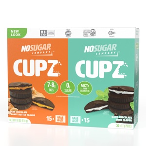 No Sugar Cupz Variety Pack 15x Dark Chocolate Peanut Butter & 15x Dark Chocolate Mint