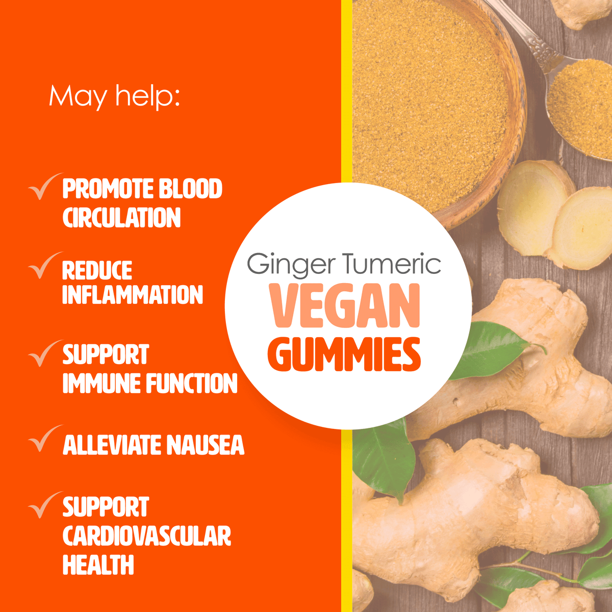 No Sugar Ginger Tumeric Gummies 90ct