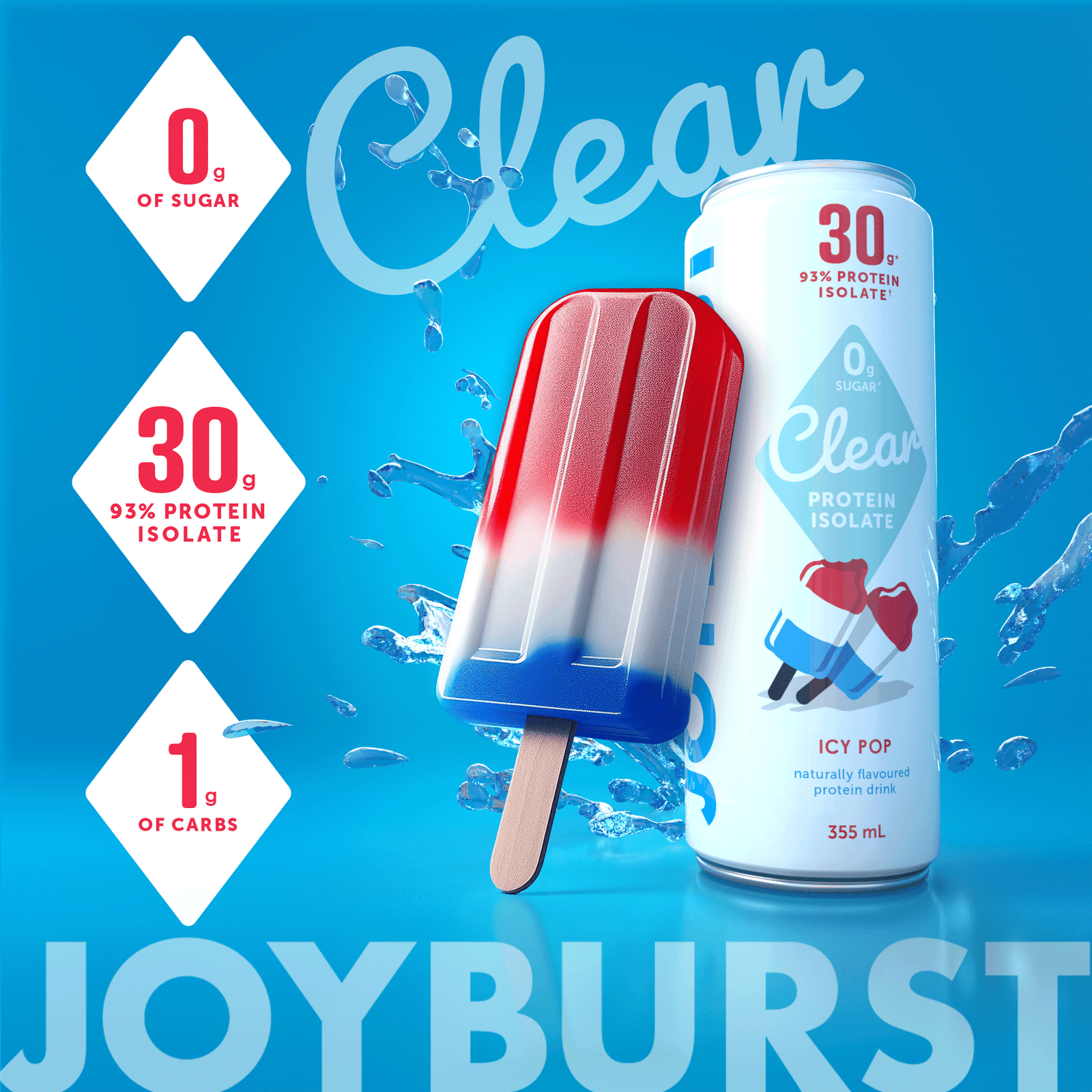 Joyburst Clear Protein - Icy Pop Flavor - 4ct