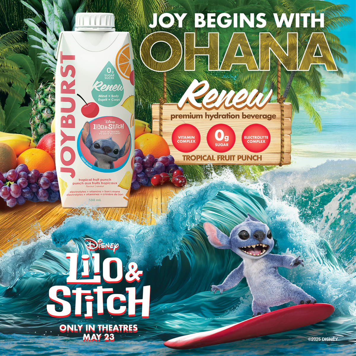 NEW! Joyburst Renew Hydration Tropical Fruit Punch Flavour - 18 pack