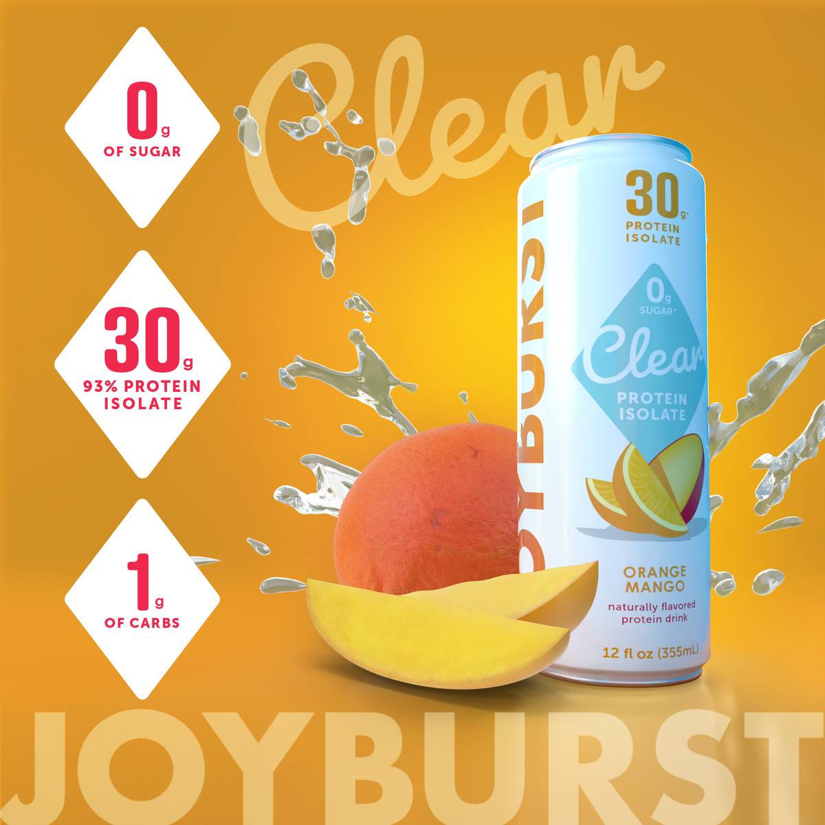 Joyburst Clear Protein - Orange Mango Flavor - 4ct