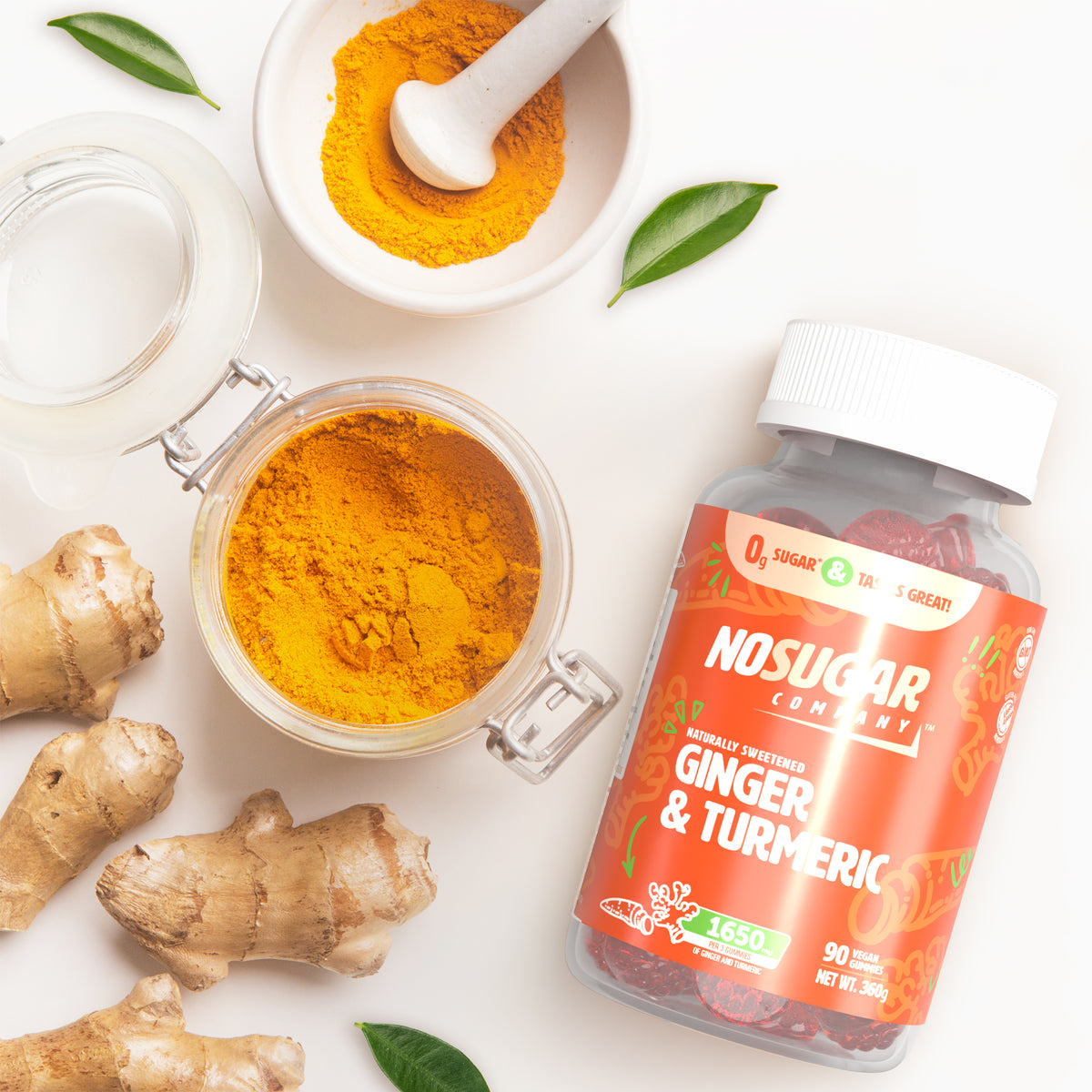 No Sugar Ginger Tumeric Gummies 90ct