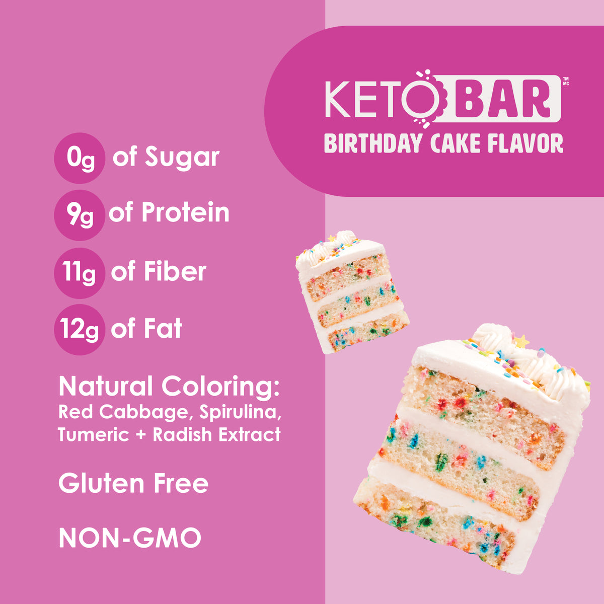 No Sugar Keto Bar Birthday Cake - 12 Bars (New Look!)