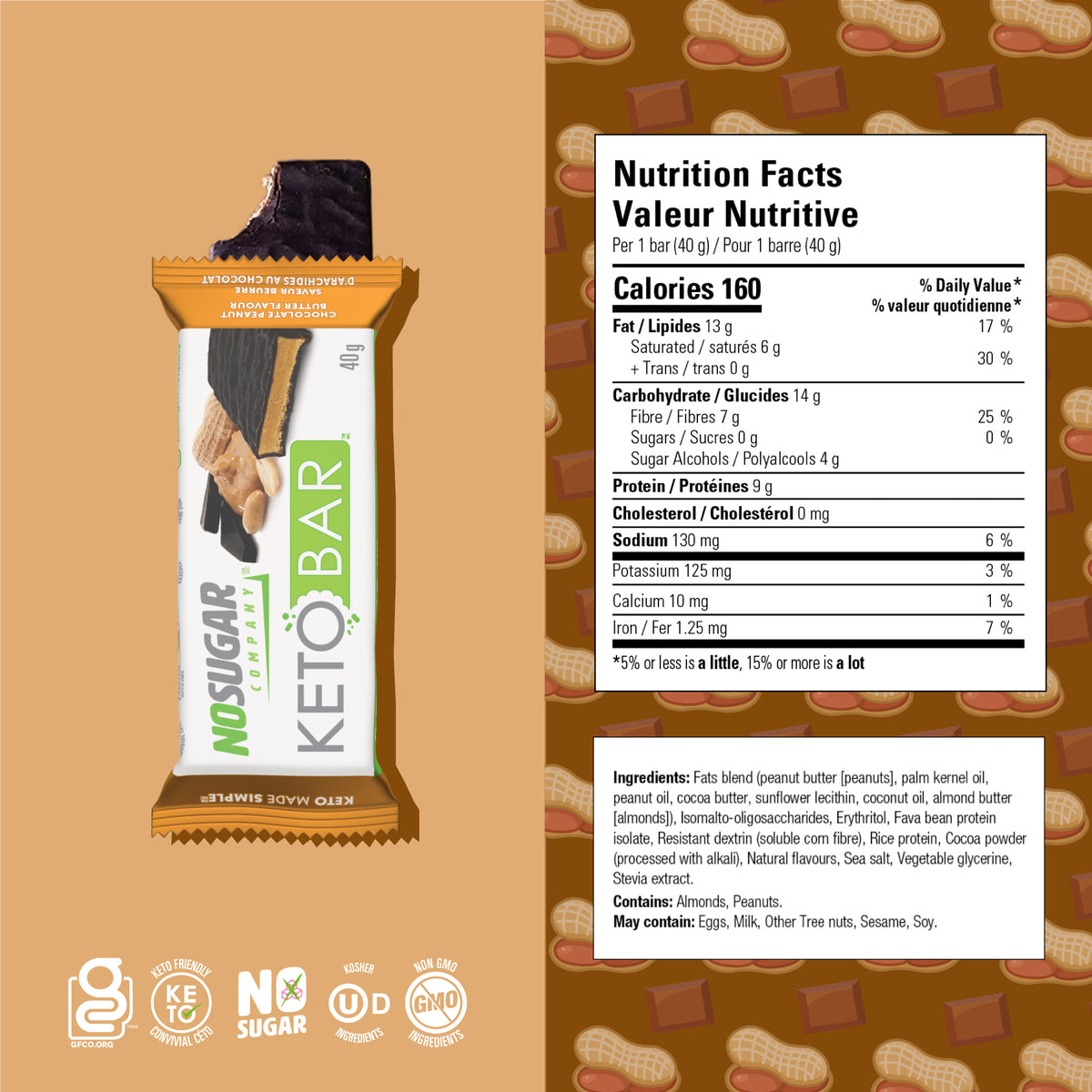 No Sugar Keto Bar Chocolate Peanut Butter - 12 Bars