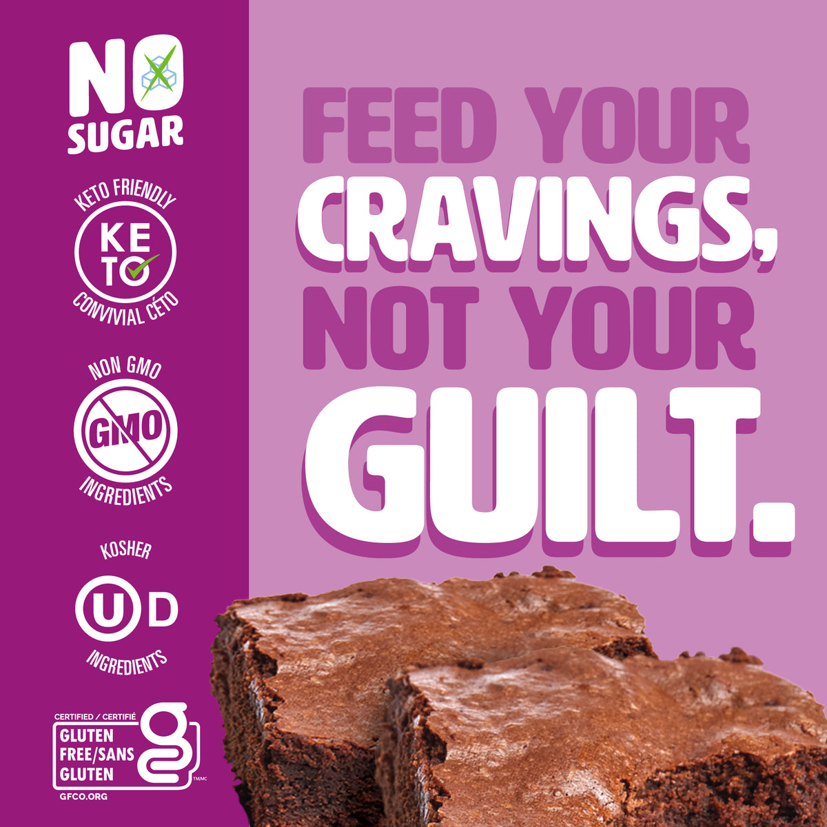 No Sugar Bar Chocolate Fudge Brownie 12ct US (New Look!)
