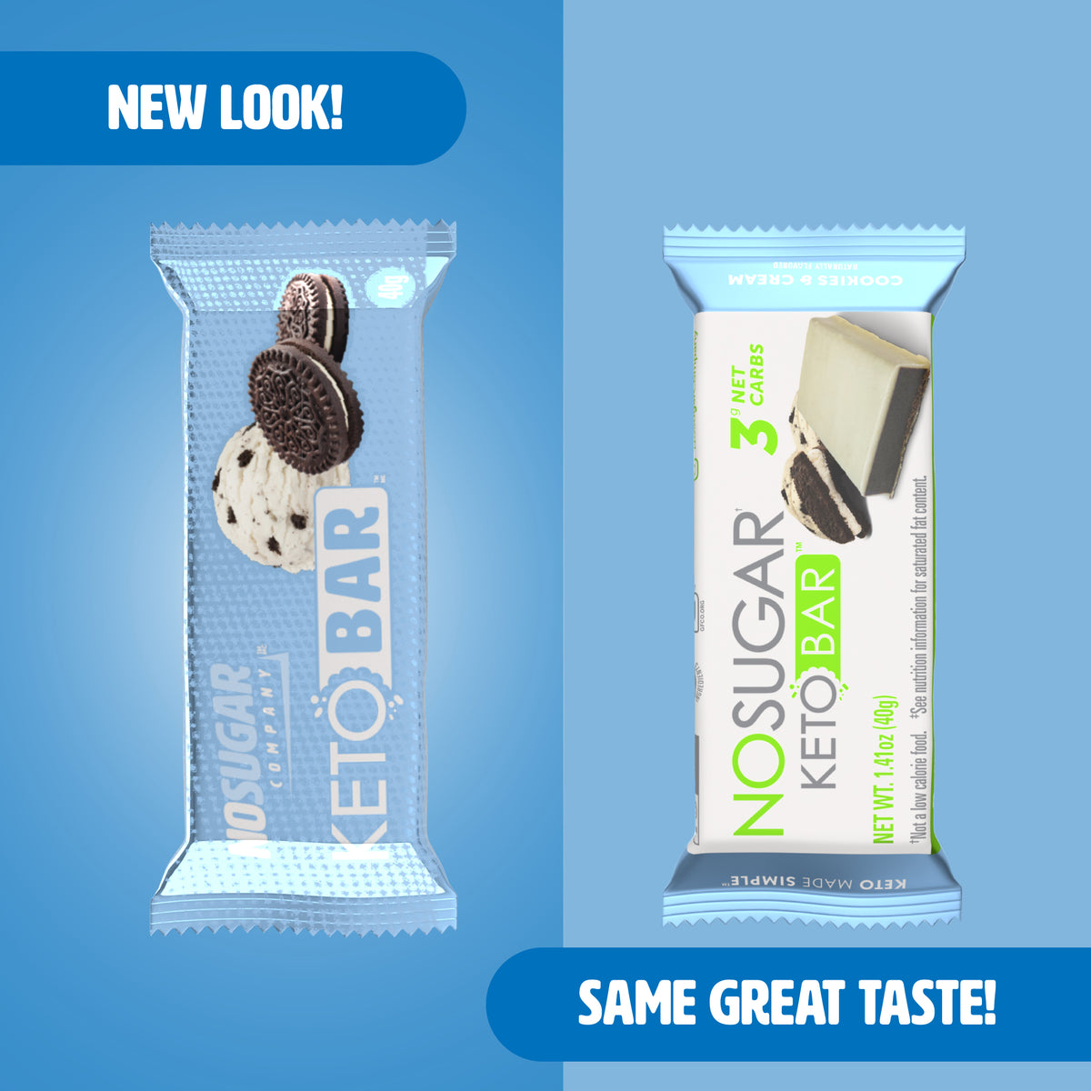No Sugar Keto Bar Cookies and Cream - 12 Bars (New Look!)