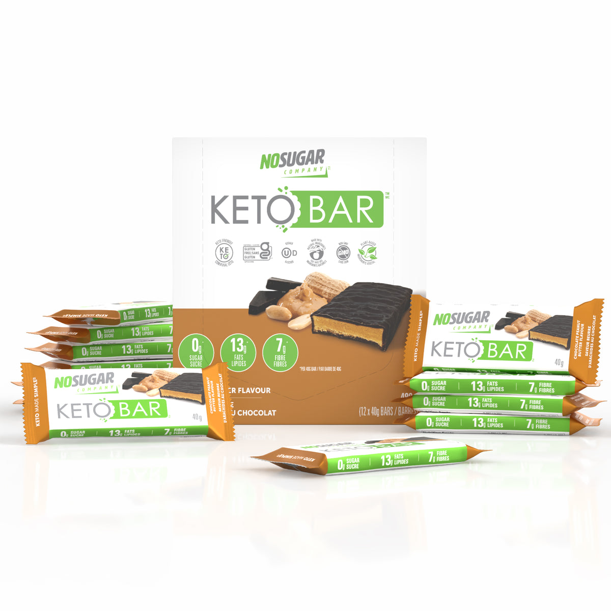 No Sugar Keto Bar Chocolate Peanut Butter - 12 Bars