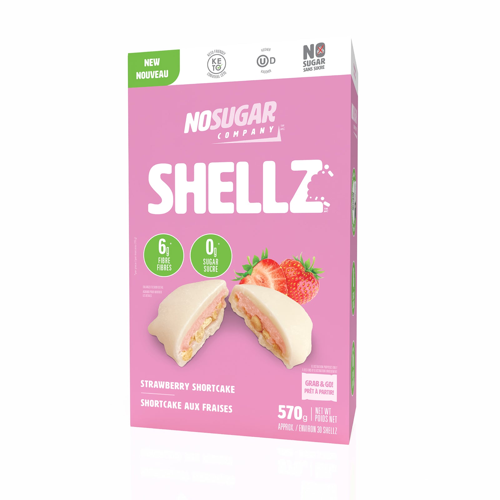 No Sugar Shellz Strawberry Shortcake - 570g - No Sugar Company Inc.