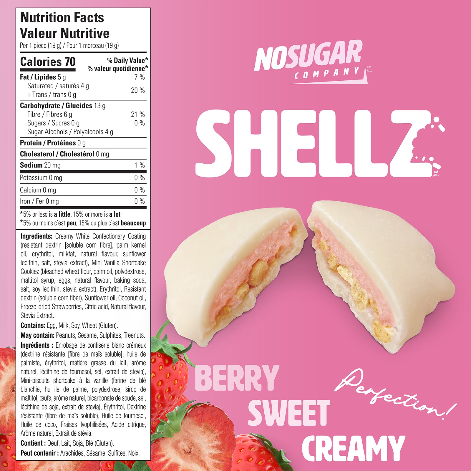 No Sugar Shellz Strawberry Shortcake - 570g - No Sugar Company Inc.