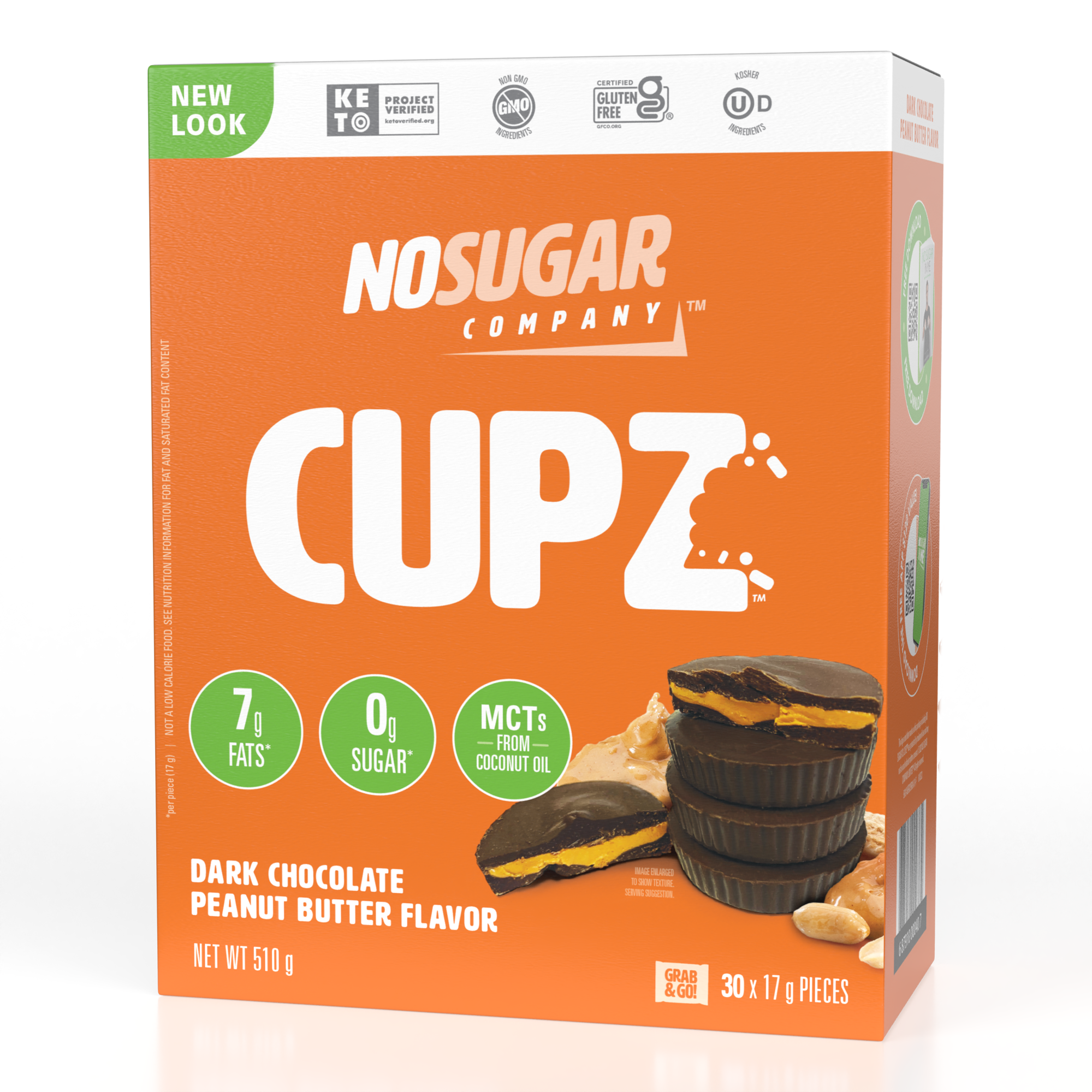 The No Sugar Company No Sugar Keto Cup Dark Chocolate Peanut Butter, 30 Cups