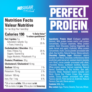 Perfect Protein Bar - Cookies and Cream Flavour - 14 Bars, 55g (27.16oz) per Bar