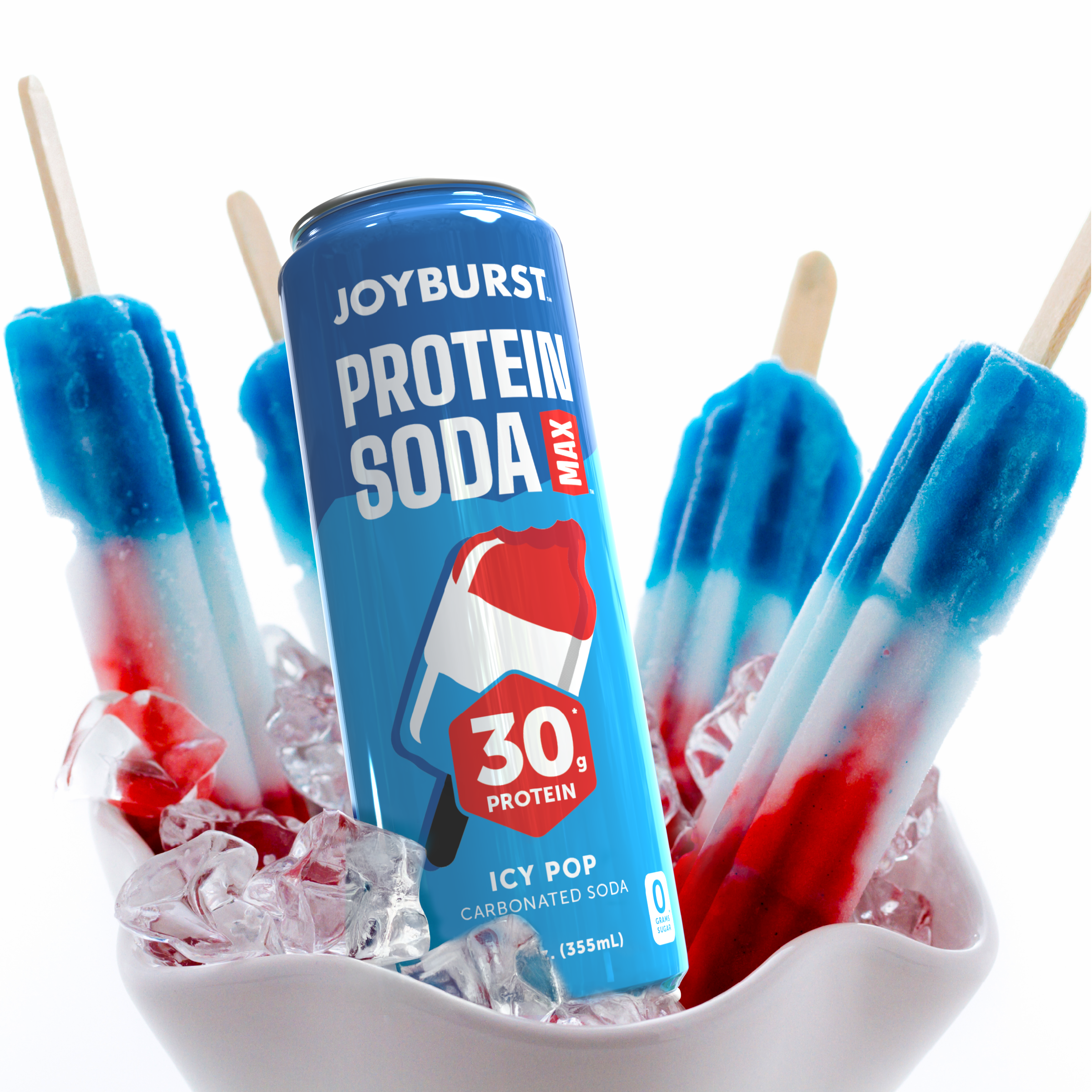 NEW! Joyburst Protein Soda Max 30g Icy Pop 12ct (3x4ct) US