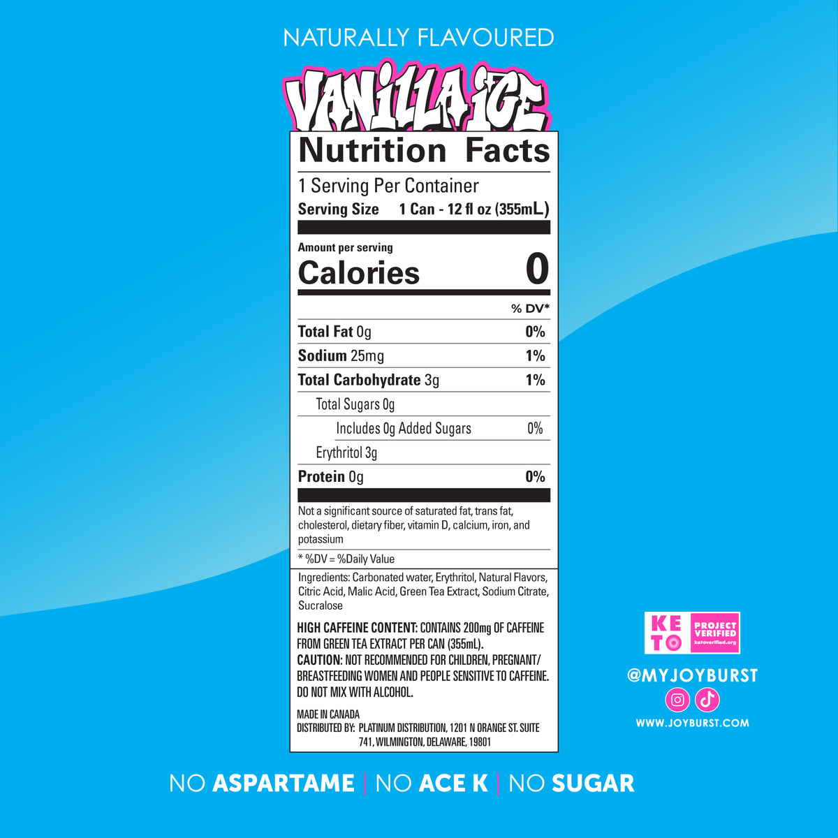 Joyburst Energy Drink Vanilla Ice - 12 cans