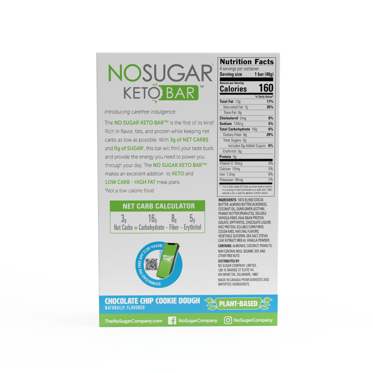 No Sugar Keto Bar Chocolate Chip Cookie Dough - 12 Bars (3 x4ct)