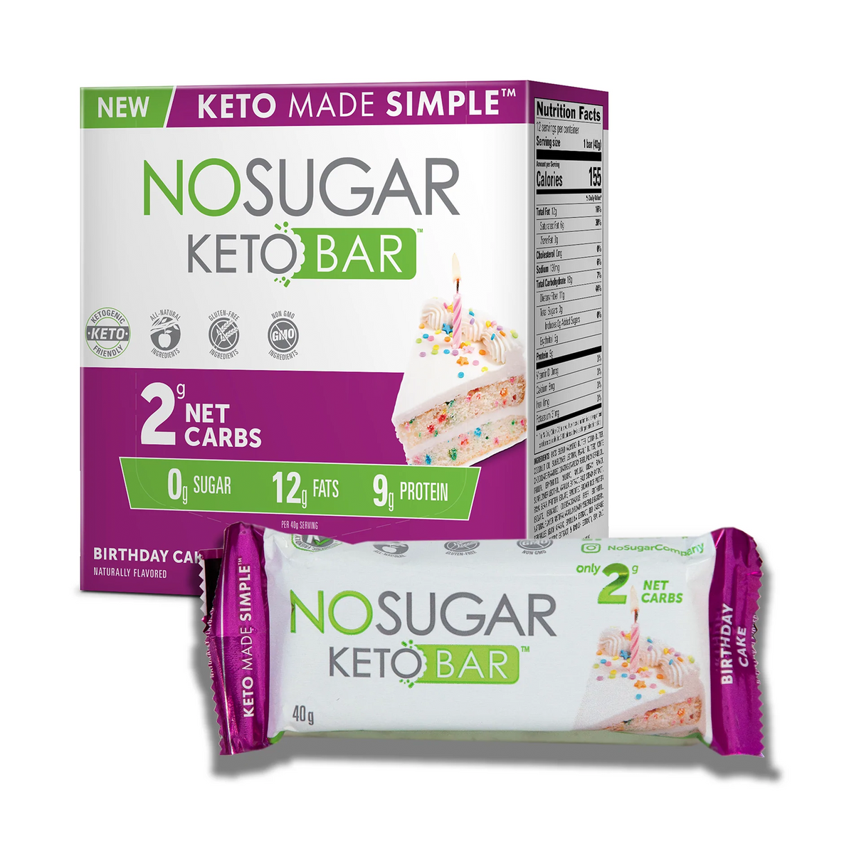 No Sugar Keto Bar Birthday Cake - 12 Bars
