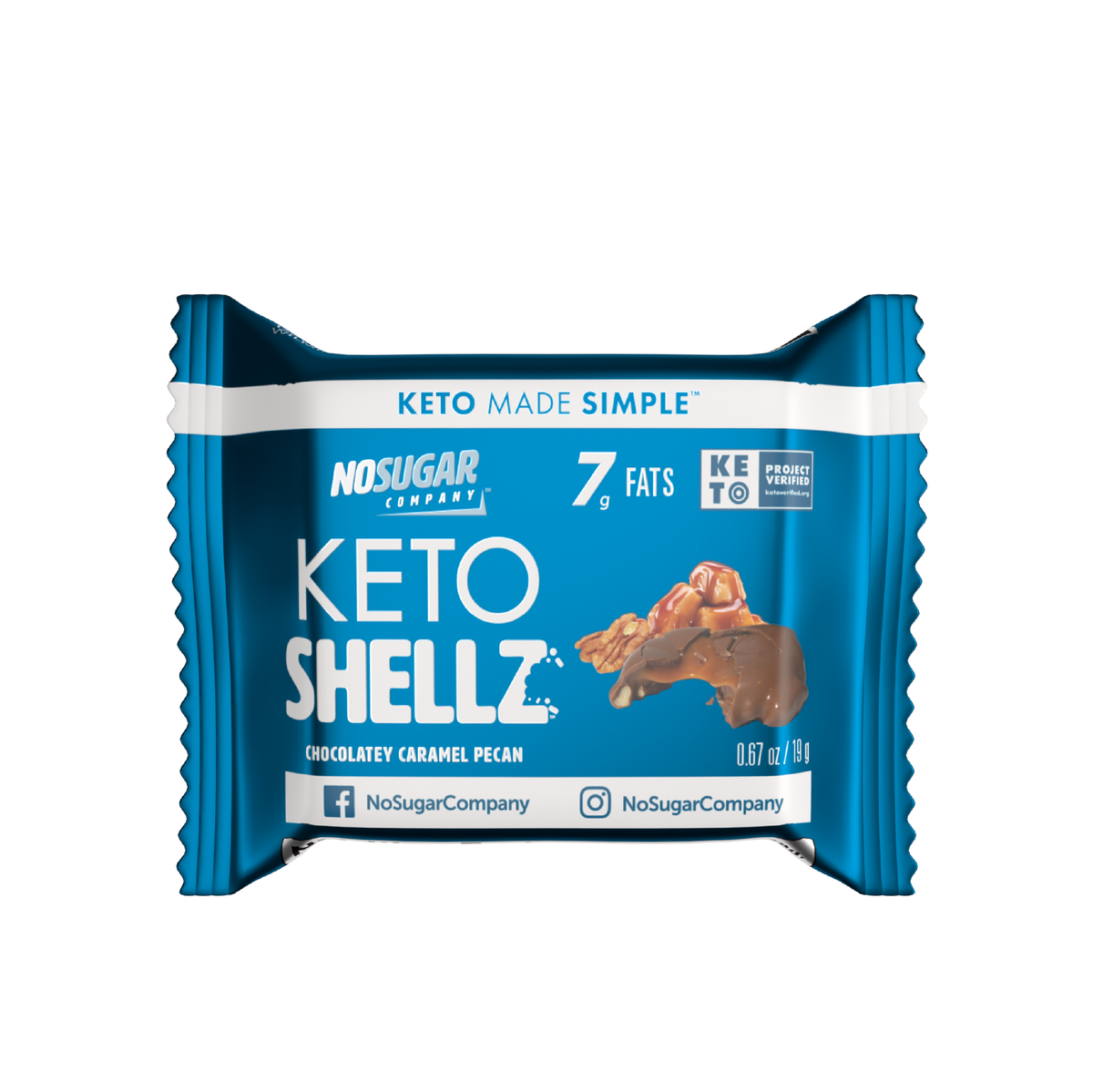 No Sugar Keto Shellz Chocolatey Caramel Pecan - 25 pieces